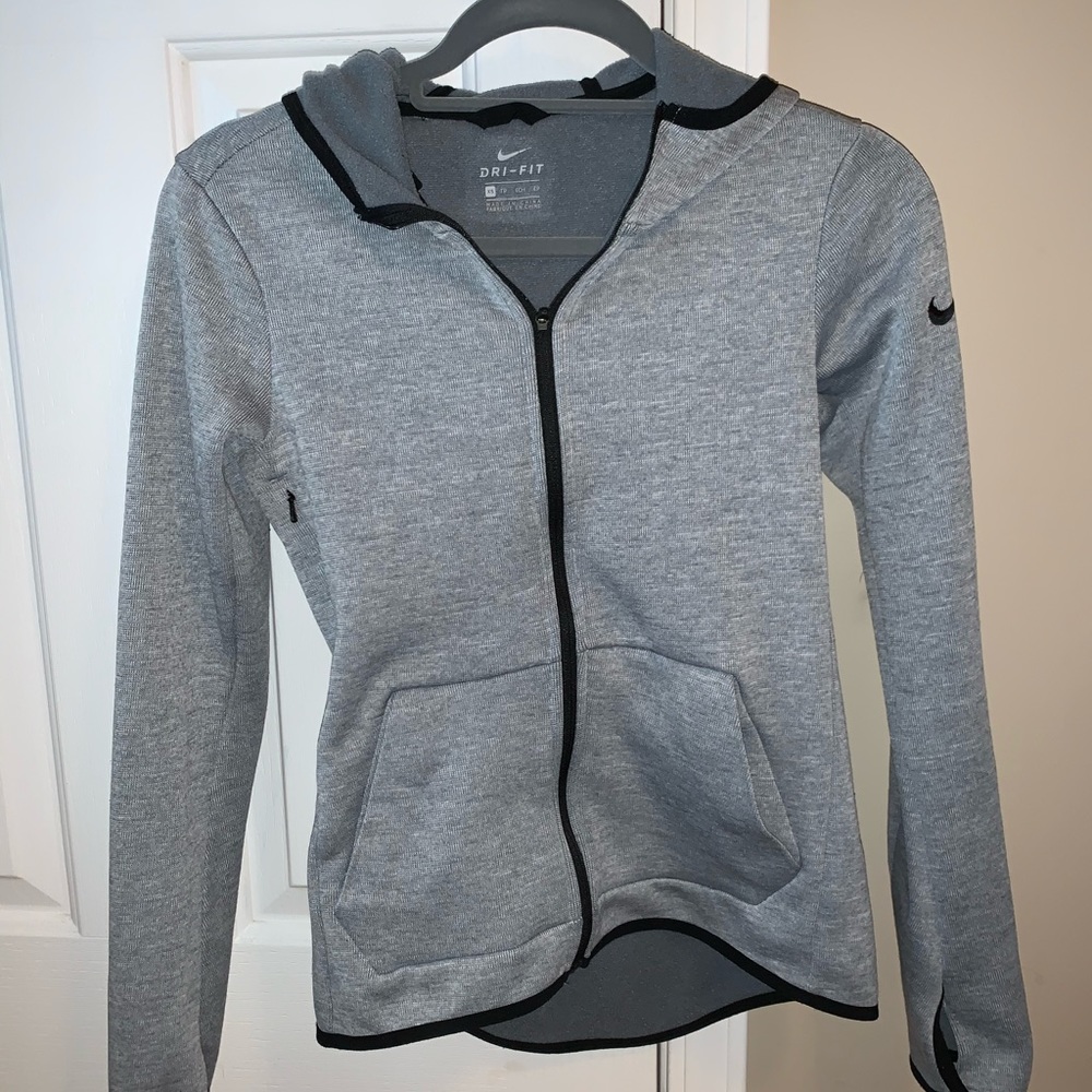 Nike Dri-Fit grey hooded zip up jacket